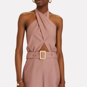 NANUSHKA Nadie Halter Pink Satin Romper Size Small